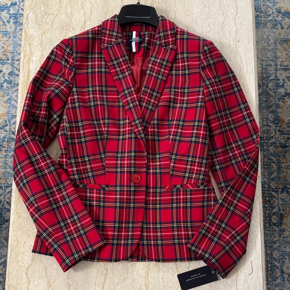 NWT Tommy Hilfiger Red Tartan Women's Blazer - Picture 2 of 14